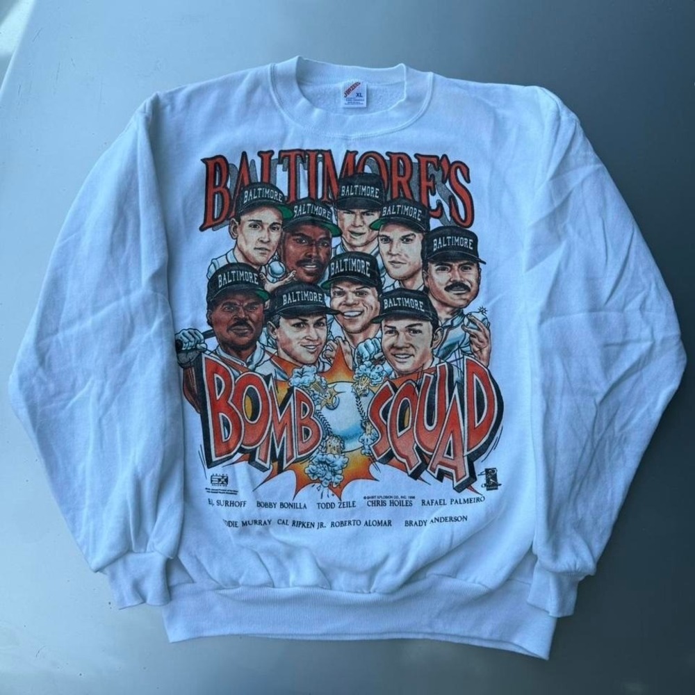 1990s Baltimore Orioles "Bomb Squad" crewneck sweatshirt baseball Cal Ripken Jr